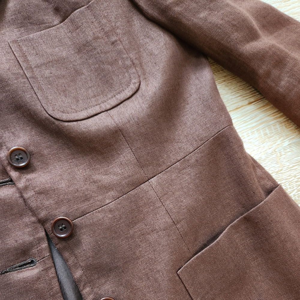 Chocolate brown linen blazer